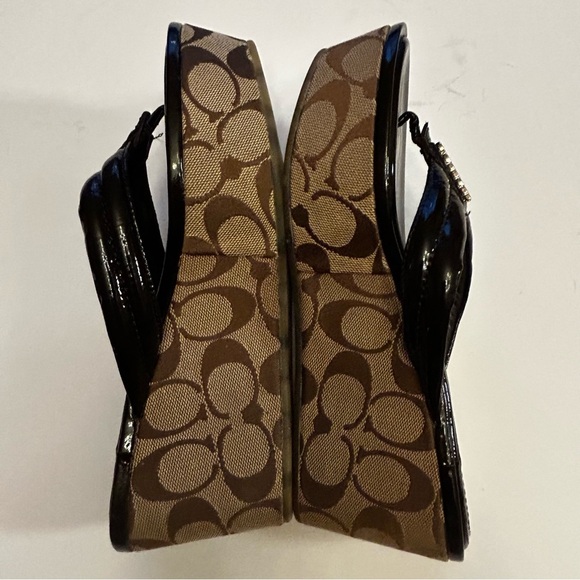 Coach Nella Brown Tan Signature Platform Sandals Size 6.5 - Picture 6 of 16